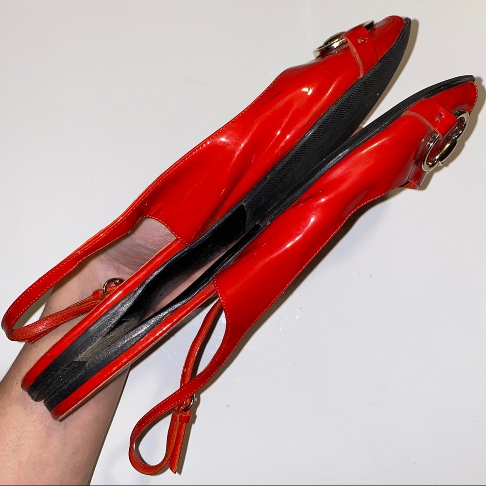 Gucci Horsebit Red Patent Slingback Sandal Flats - Picture 14 of 17